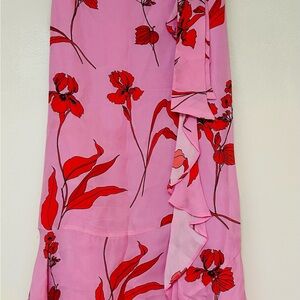Parker Pink and Red Floral Midi Skirt